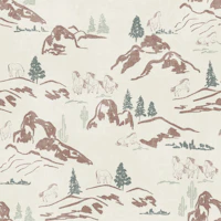 Mountain landscape horses dessert brown green wallpaper