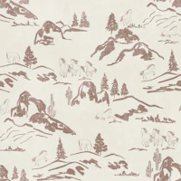 Mountain landscape horses dessert brown beige wallpaper