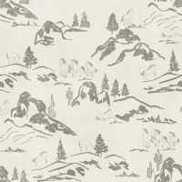 Mountain landscape horses dessert muted grey wallpaper