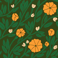 Wildflower Vines orange small wallpaper