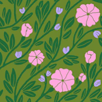 Wildflower Vines lilac large wallpaper