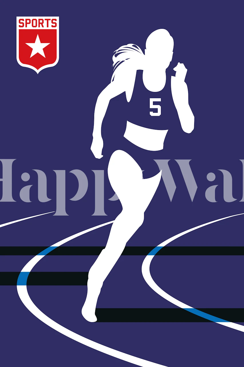 Fototapeta běžce v siluetě s dráhami na modrém pozadí