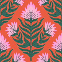 Floral Totems orange large tapet