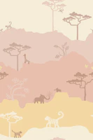 Soft Sunset Yellow jungle Nursery Mural tapet