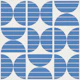 Retro Striped Semicircles in Blue and Cream