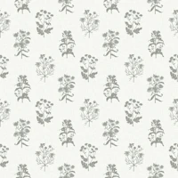 Taupe wildflowers on ivory linen tapetit