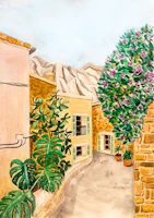 Mediterranean Village Street Fornalutx wallpaper