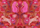 Vintage Cheetahs floral Ruby red jewel tones