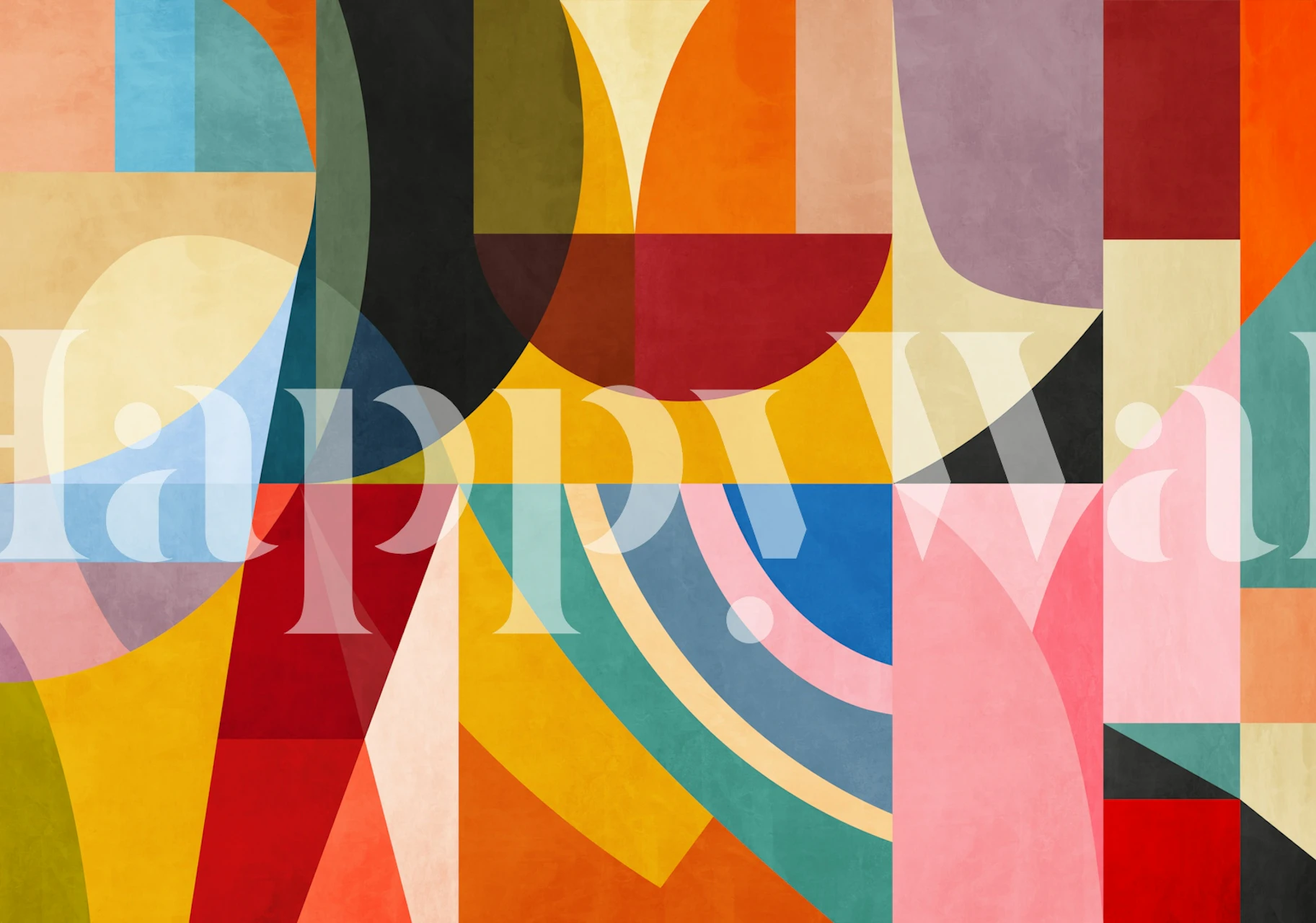 Dusty blue and mustard yellow geometric wallpaper