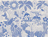 Coastal Whimsy - Cobalt Blue wallpaper