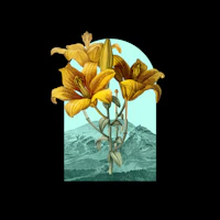 Floral Landscape Yellow Lilies wallpaper