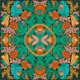 Teal floral folk medallion