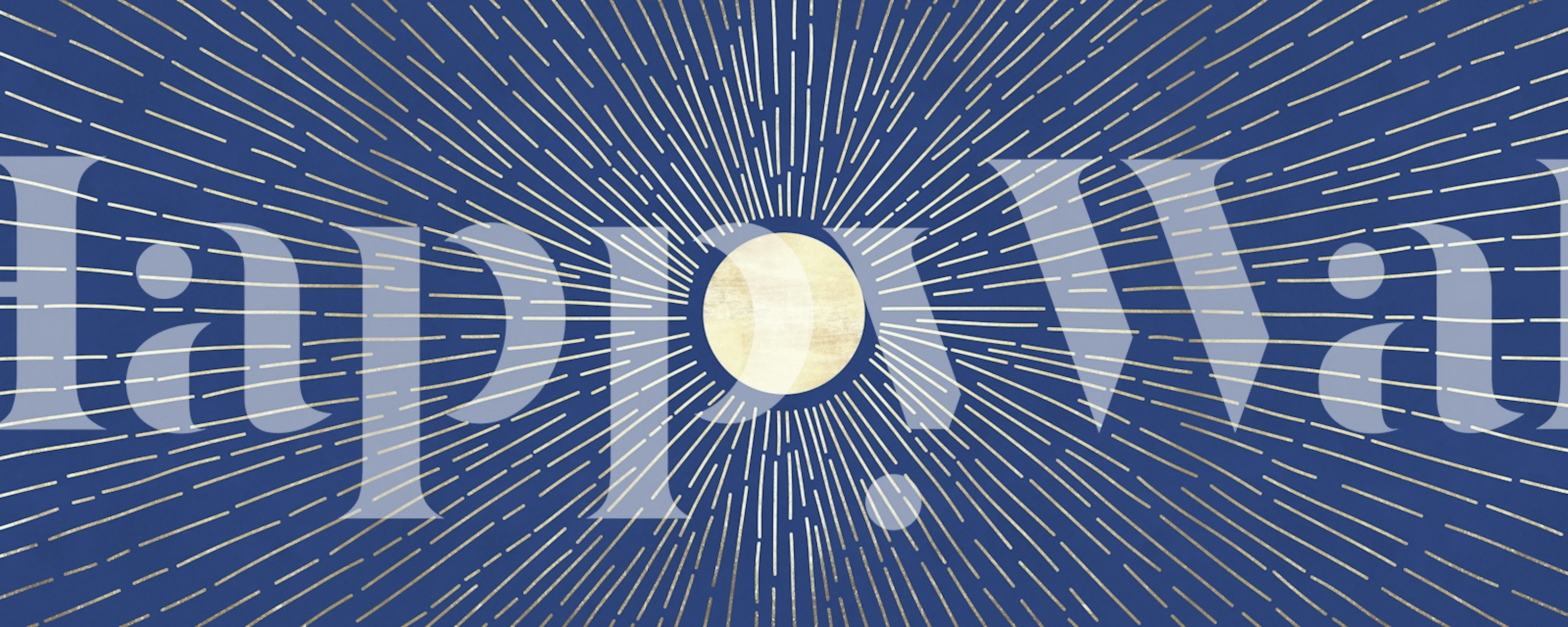 Navy blue sunburst wallpaper in a room