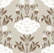 Taupe Floral Damask With Cream Blooms