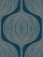 boho dots ogee - navy blue wallpaper