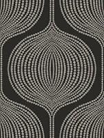 boho dots ogee - black wallpaper
