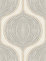 boho dots ogee - black and golden wallpaper