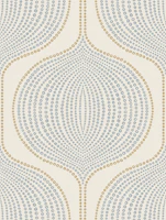 boho dots ogee - dusty blue bronze wallpaper
