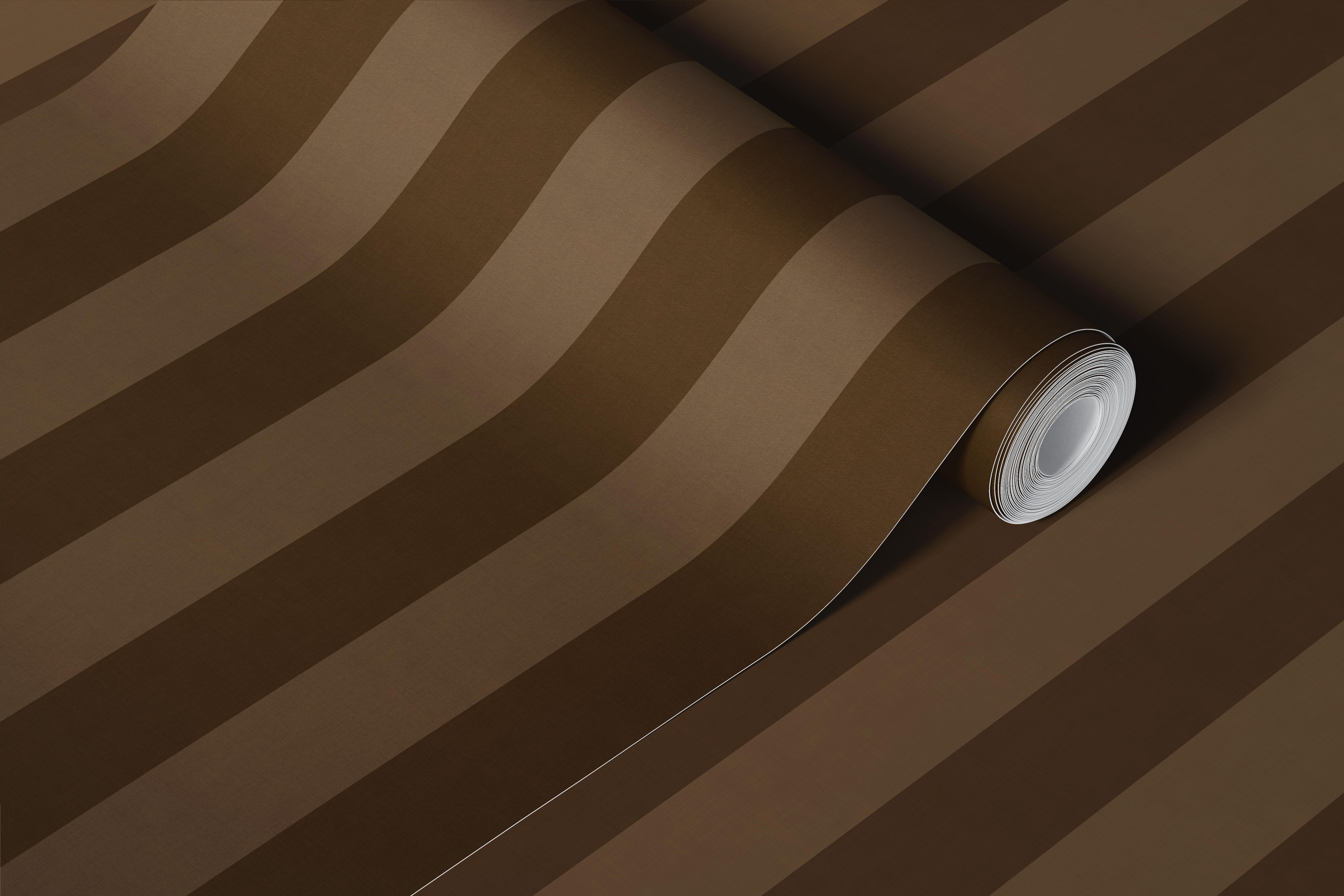 Taupe and tobacco brown striped wallpaper room (3/9)