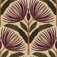 Spider Mums Plum & Olive - 30cm - small scale wallpaper