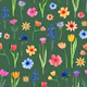 Dark Green Watercolor Meadow Flowers