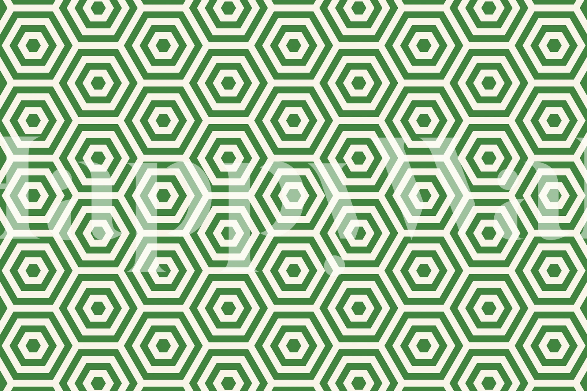 Green Beehive patterned wall mural with hexagonal shapes