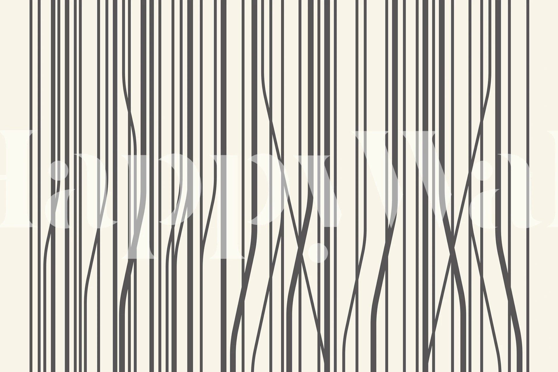 Birch tree-inspired grey stripe design on light wallpaper