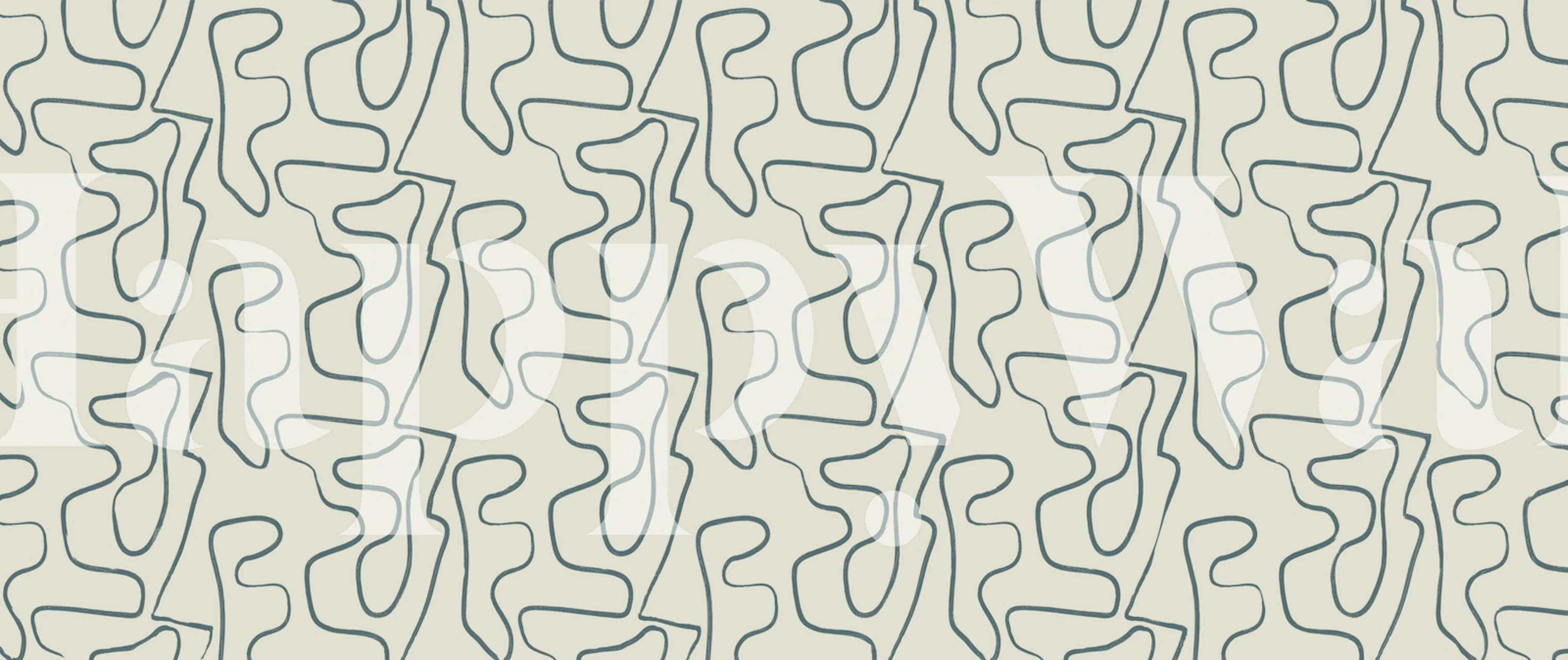 Blue abstract line wallpaper in a modern room (9/9)
