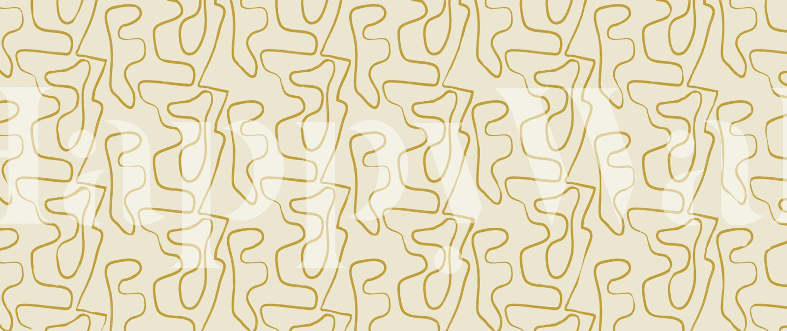 Mustard abstract line wallpaper in a modern room (9/9)