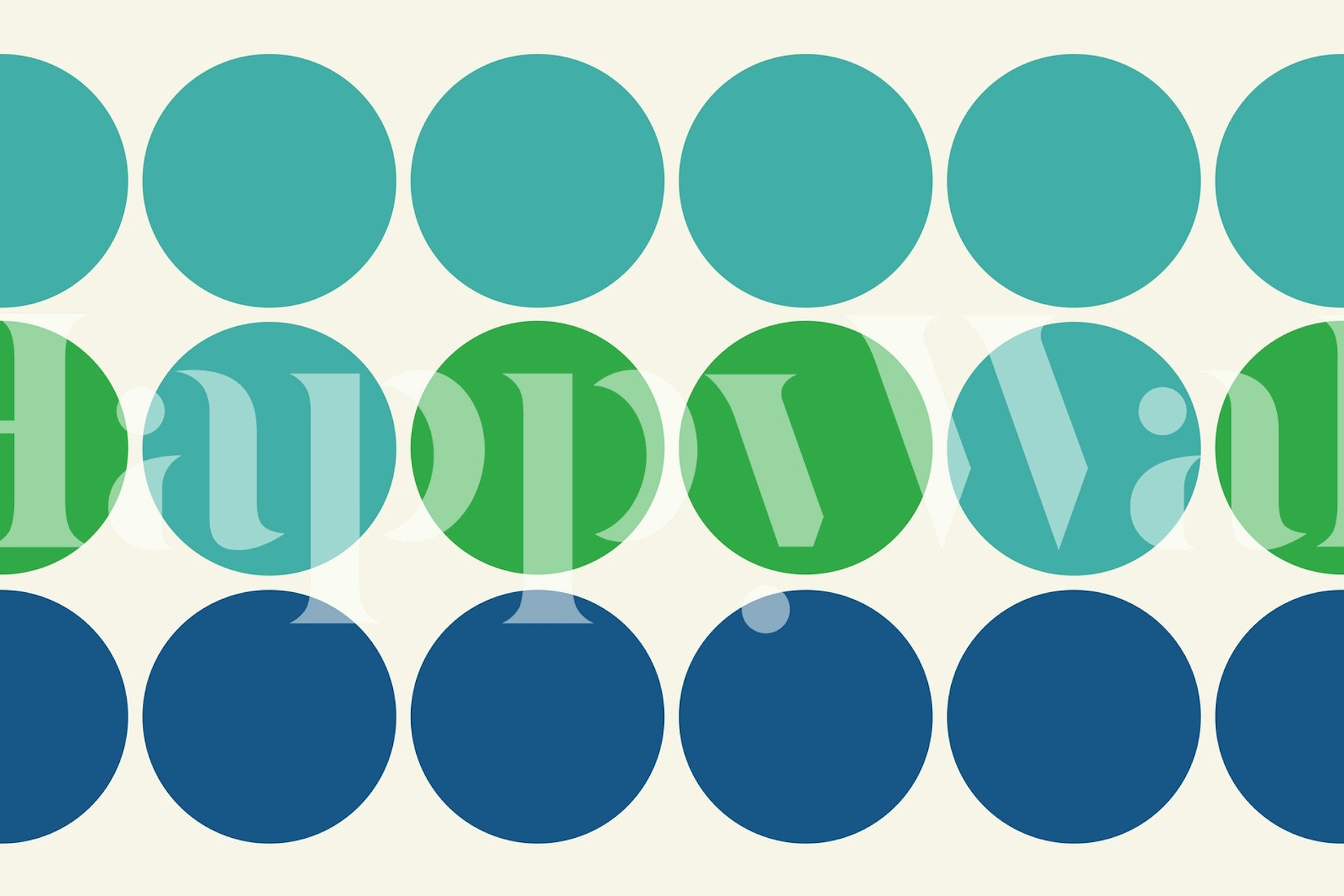 Veggmaleri med geometrisk sirkelmønster i nyanser av turkis, marineblå og grønt