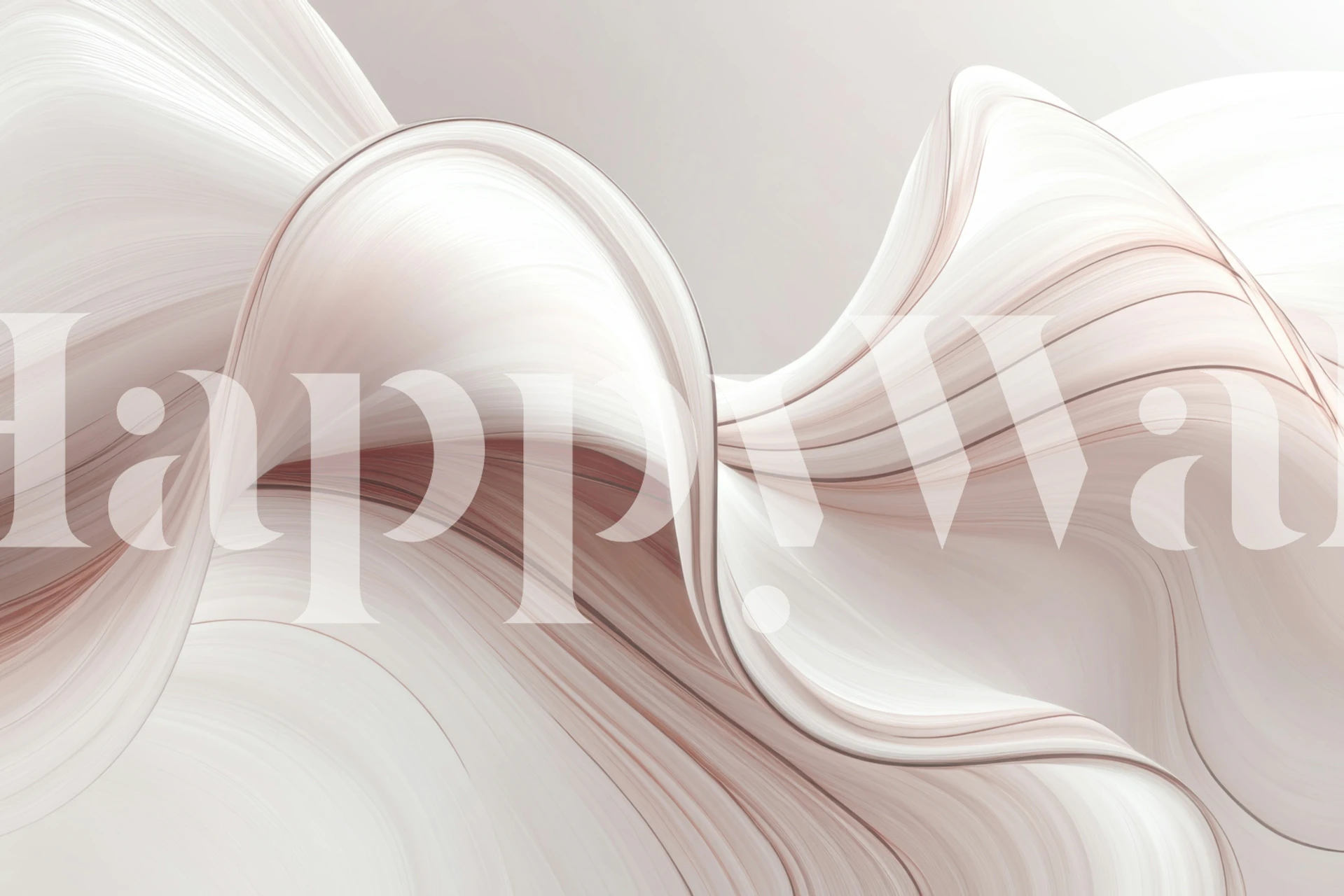 Blush pink abstract wave wallpaper in a soft room