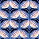 Mid Century Folk Fan Flowers on Periwinkle