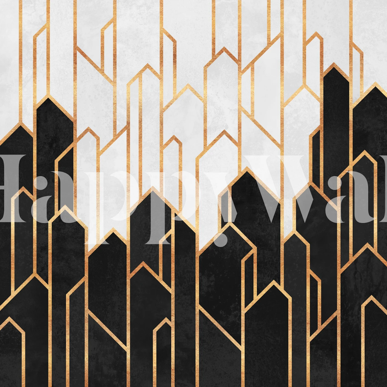 Fototapeta s dřevěným uhlím a bílým geometrickým krystalovým vzorem