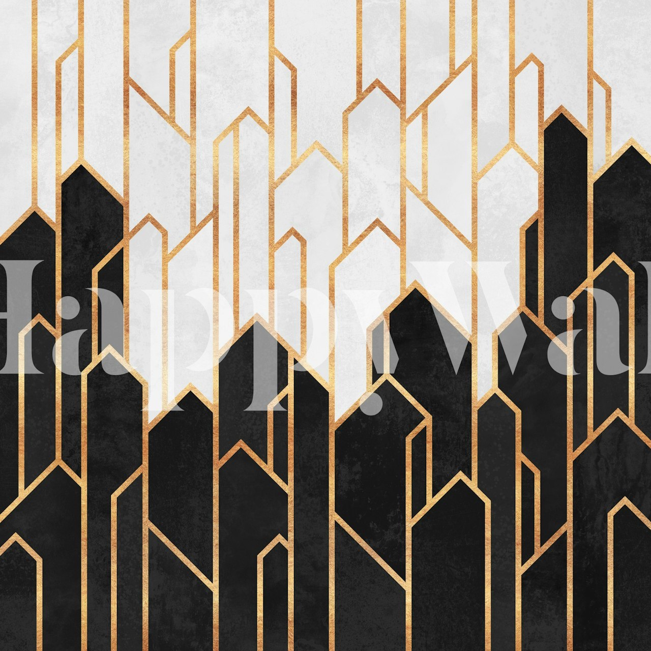 Fototapeta s dřevěným uhlím a bílým geometrickým krystalovým vzorem