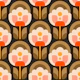 Vibrant orange modern retro Scandi peonies