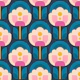 Vibrant blue purple retro Scandi peonies