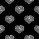 Heart Flowers Valentine Black and White