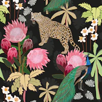 Tiger and peacock pattern tapeet