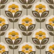 Retro Scandi peony blossoms yellow brown