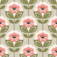 Retro Scandi peony blossoms pink green