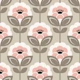 Retro Scandi peony blossoms pink brown