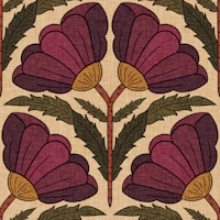 Poppies in Plum & Olive - 30cm wallpaper