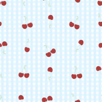 Light blue gingham cherries tapet