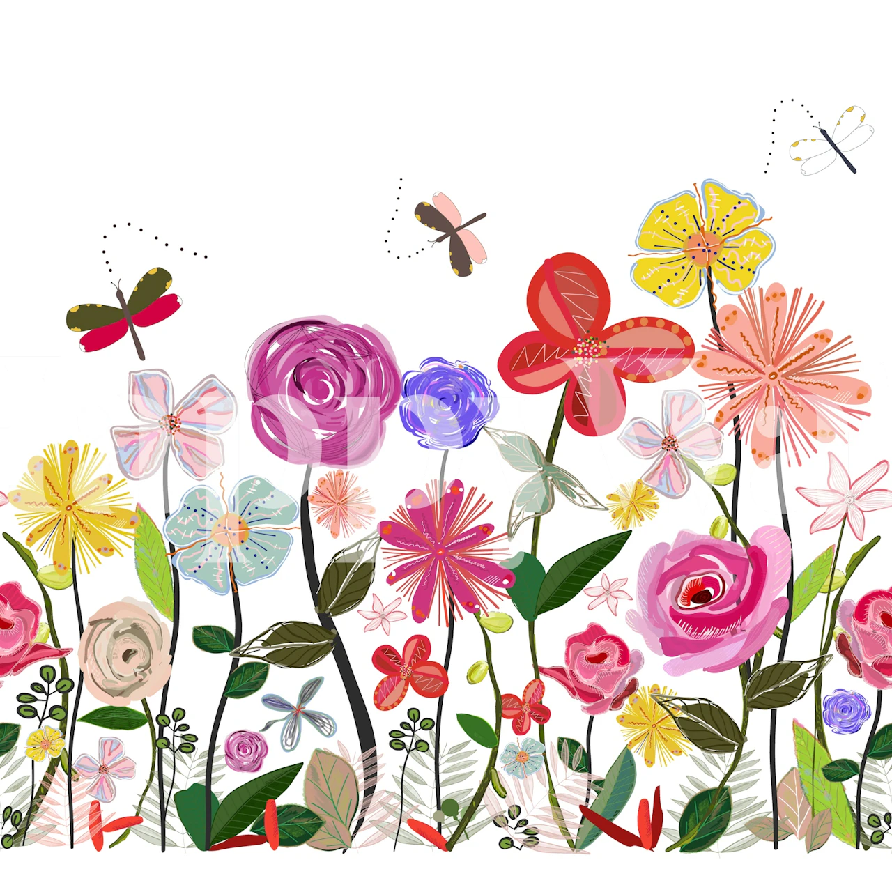 Colorful floral wallpaper in a bright room (9/9)