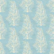 Blockprint flower white on sky blue