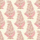 Traditional Blockprint floral pink on white