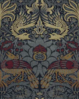Peacock & Dragon Morris Tapestry in Gold Onyx wallpaper