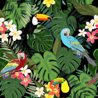 Tropical forest pattern wallpaper