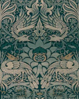 Peacock & Dragon Tapestry in Original Green wallpaper
