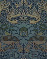 Peacock & Dragon Tapestry in Original Blue wallpaper